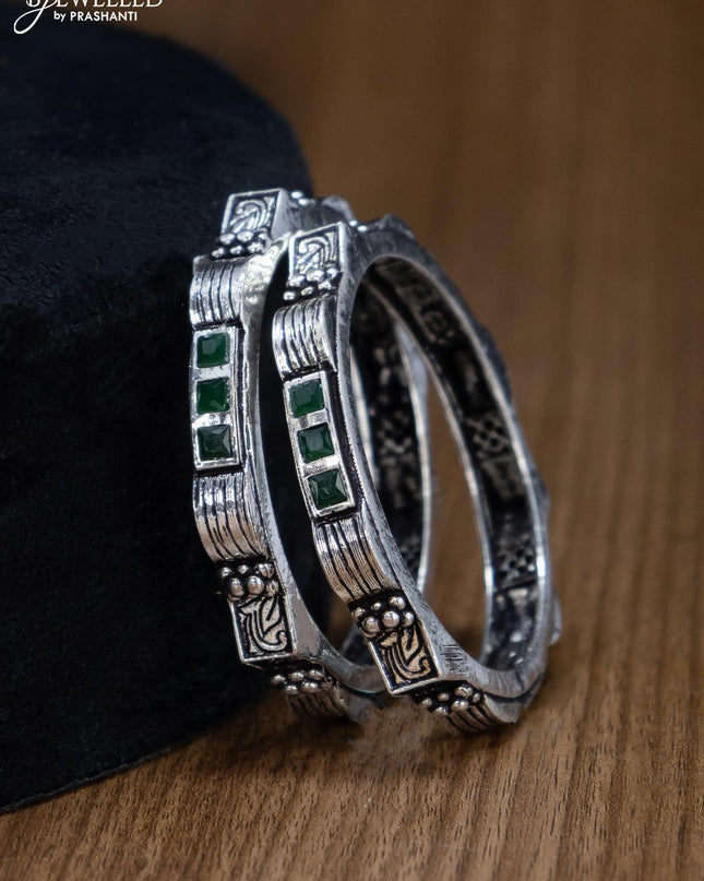Oxidised bangles with emerald stone - {{ collection.title }} by Prashanti Sarees