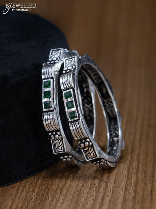Oxidised bangles with emerald stone