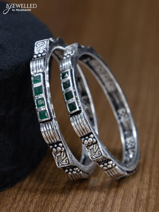 Oxidised bangles with emerald stone