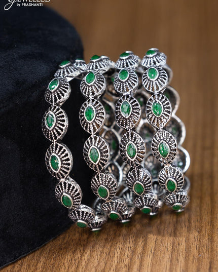 Oxidised bangles with emerald stone - {{ collection.title }} by Prashanti Sarees