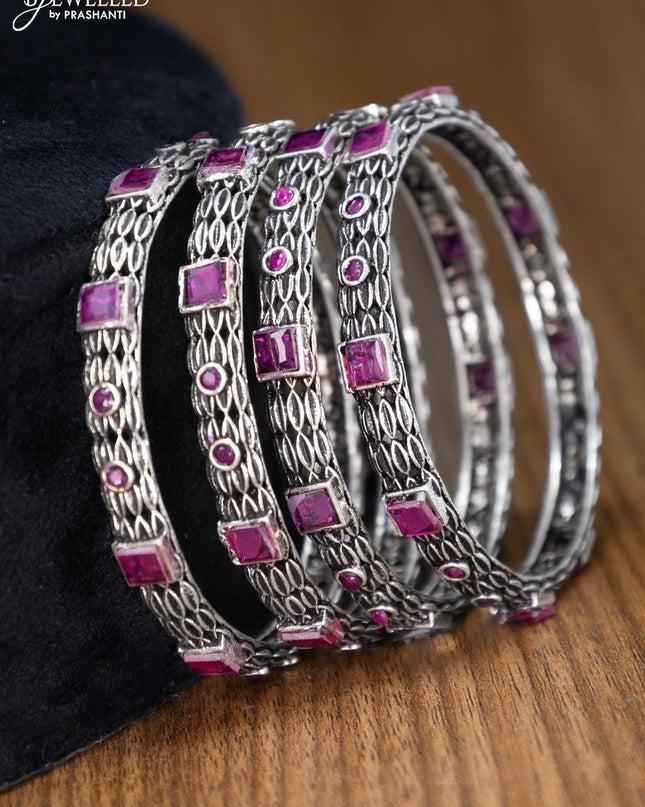 Oxidised bangles with pink kemp stone - {{ collection.title }} by Prashanti Sarees