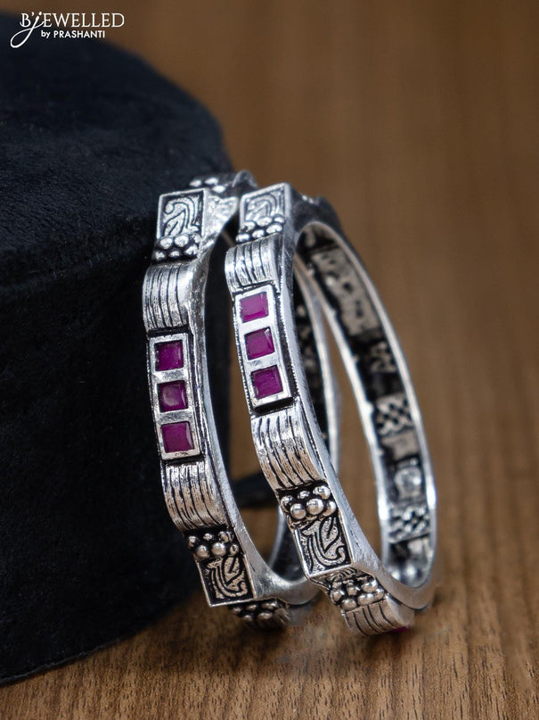 Oxidised bangles with pink kemp stone - {{ collection.title }} by Prashanti Sarees