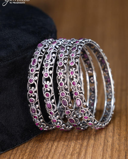 Oxidised bangles with pink kemp stone - {{ collection.title }} by Prashanti Sarees