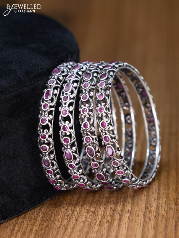 Oxidised bangles with pink kemp stone - {{ collection.title }} by Prashanti Sarees