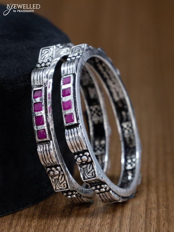 Oxidised bangles with pink kemp stone - {{ collection.title }} by Prashanti Sarees