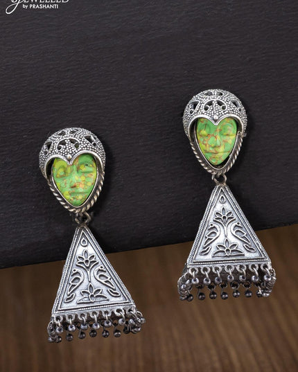 Oxidised earring light green triangle shape jhumka - {{ collection.title }} by Prashanti Sarees