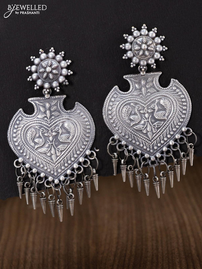 Oxidised earring with peacock design and hangings - {{ collection.title }} by Prashanti Sarees