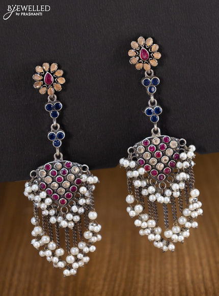 Oxidised earring with pearl hangings - {{ collection.title }} by Prashanti Sarees