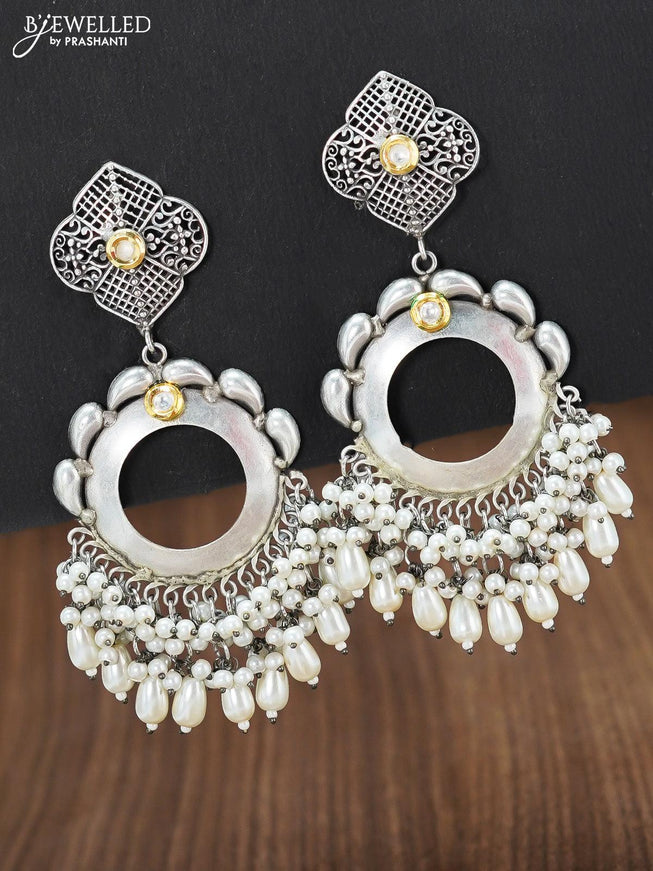 Oxidised earring with pearl hangings - {{ collection.title }} by Prashanti Sarees