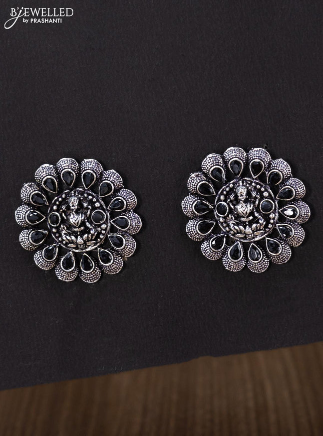 Oxidised earrings lakshmi design with black stones - {{ collection.title }} by Prashanti Sarees