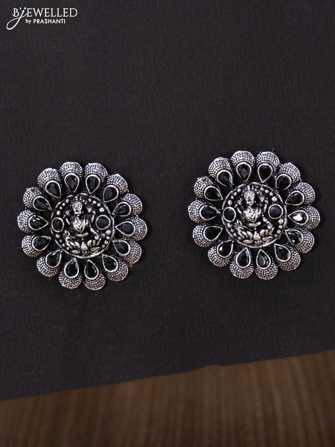 Oxidised earrings lakshmi design with black stones - {{ collection.title }} by Prashanti Sarees