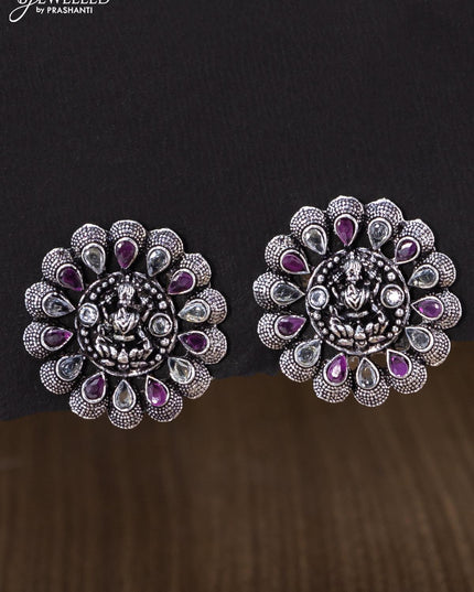 Oxidised earrings lakshmi design with ruby and cz stones - {{ collection.title }} by Prashanti Sarees