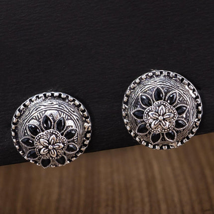 Oxidised earrings with black stones - {{ collection.title }} by Prashanti Sarees