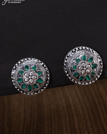 Oxidised earrings with emerald stones - {{ collection.title }} by Prashanti Sarees