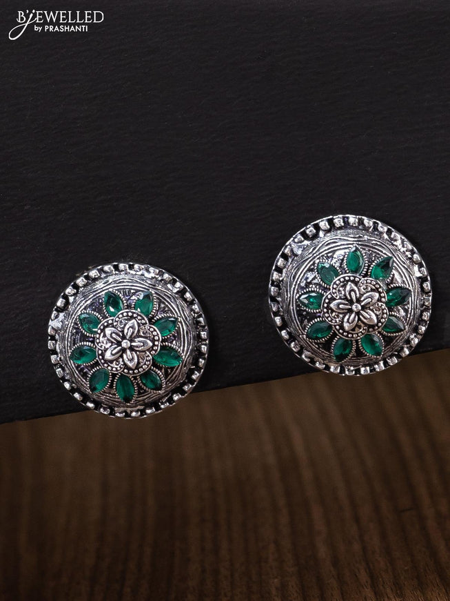 Oxidised earrings with emerald stones - {{ collection.title }} by Prashanti Sarees
