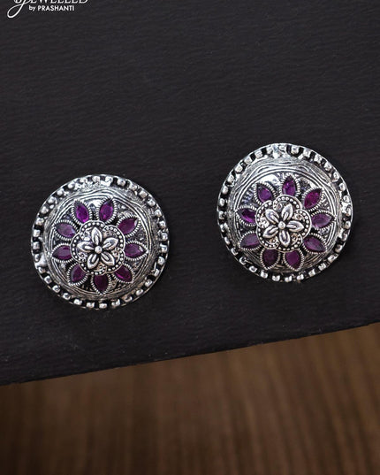 Oxidised earrings with ruby stones - {{ collection.title }} by Prashanti Sarees