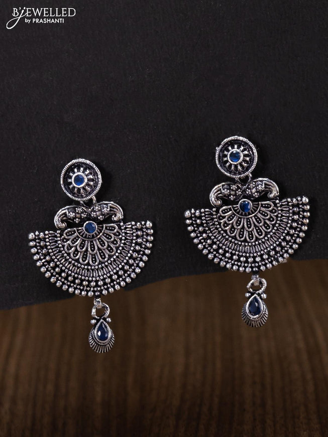 Oxidised earrings with sapphire stone - {{ collection.title }} by Prashanti Sarees