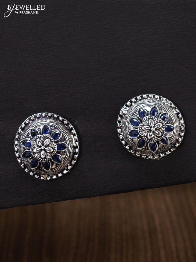 Oxidised earrings with sapphire stones - {{ collection.title }} by Prashanti Sarees