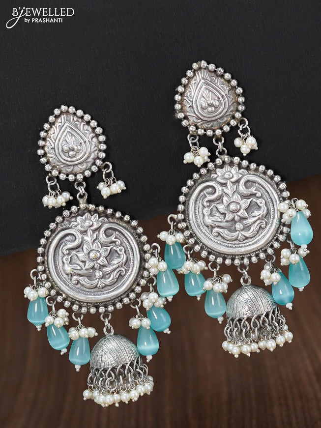 Pink - Saanjh Bela Bird Motif Oxidised Earrings