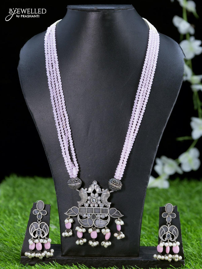 Oxidised haaram with baby pink beads and pearls - {{ collection.title }} by Prashanti Sarees