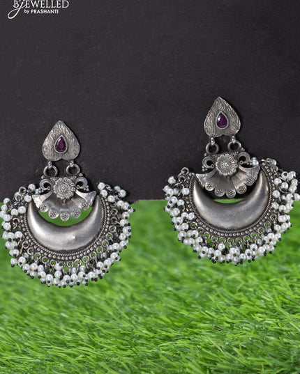 Oxidised haaram with kemp stone and pearl hangings - {{ collection.title }} by Prashanti Sarees
