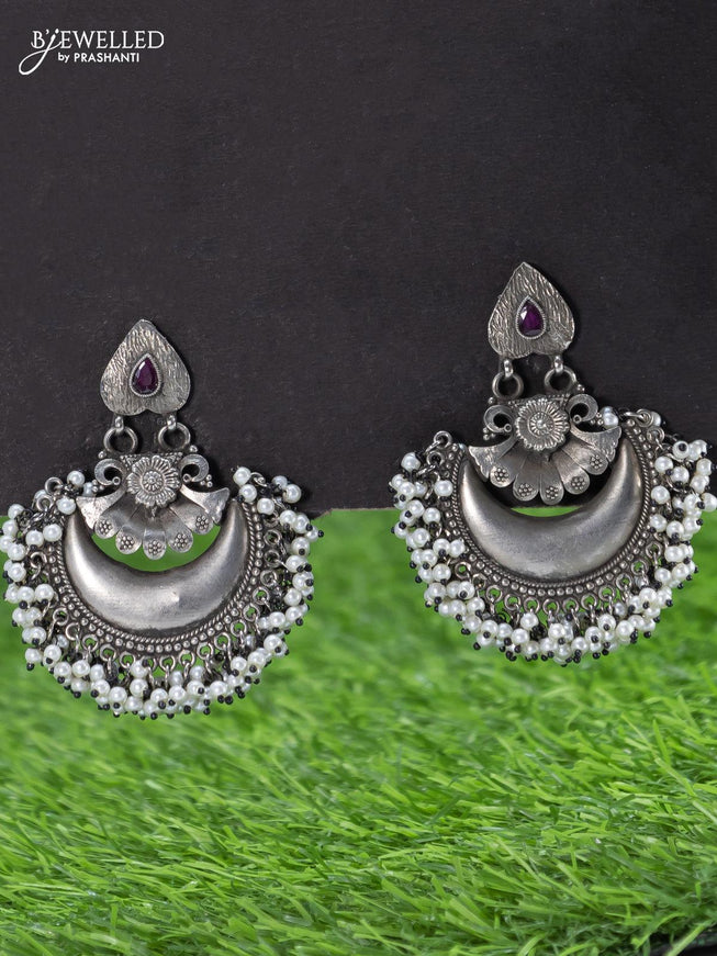 Oxidised haaram with kemp stone and pearl hangings - {{ collection.title }} by Prashanti Sarees