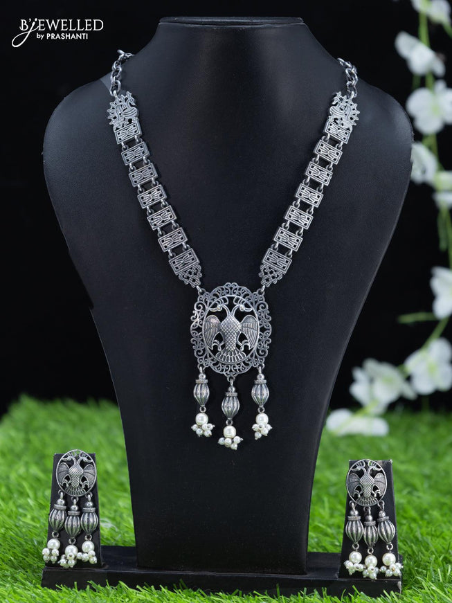 Oxidised Necklace with pendant and pearl hangings - {{ collection.title }} by Prashanti Sarees