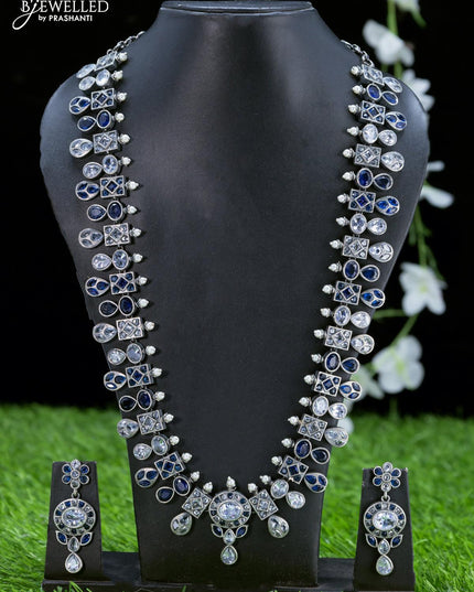 Oxidised necklace with sapphire stones - {{ collection.title }} by Prashanti Sarees