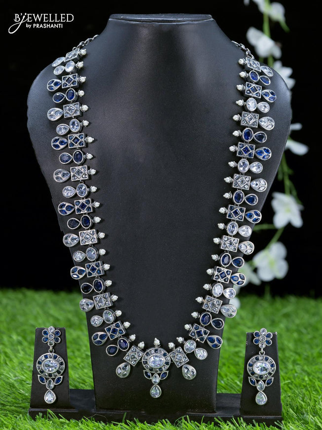 Oxidised necklace with sapphire stones - {{ collection.title }} by Prashanti Sarees