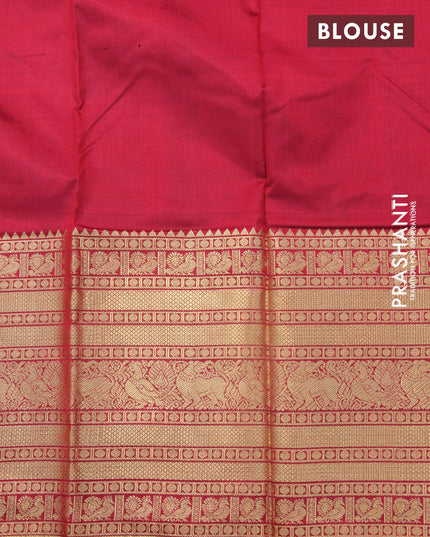 Pochampally silk saree blue and maroon with allover ikat weaves and long annam zari woven border - {{ collection.title }} by Prashanti Sarees