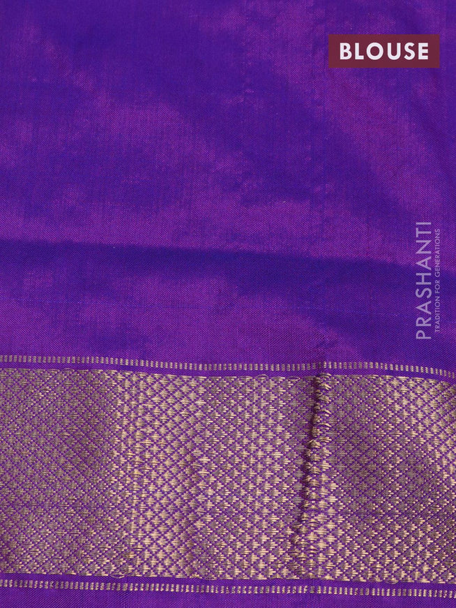 Pochampally silk saree blue and violet with allover ikat weaves and long ilat woven zari border - {{ collection.title }} by Prashanti Sarees
