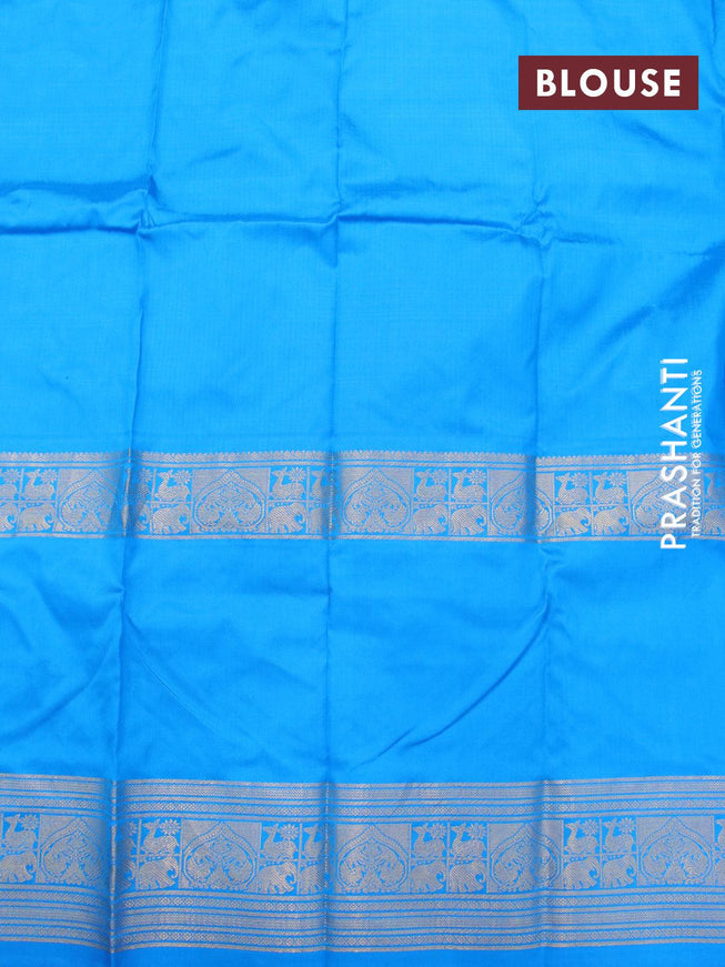 Pochampally silk saree blue shade and cs blue with allover ikat weaves and zari woven border - {{ collection.title }} by Prashanti Sarees