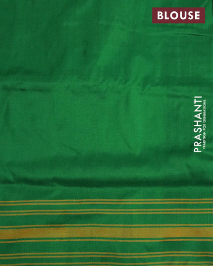Pochampally silk saree blue shade and green with allover ikat weaves and ikat woven simple border - {{ collection.title }} by Prashanti Sarees