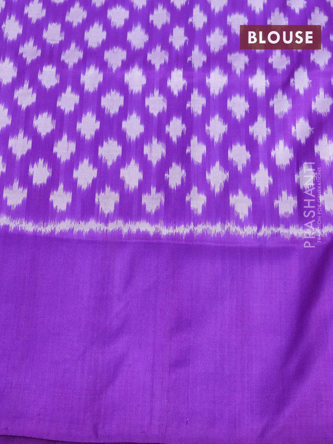 Pochampally silk saree cream and violet with allover ikat butta weaves and ikat woven border - {{ collection.title }} by Prashanti Sarees
