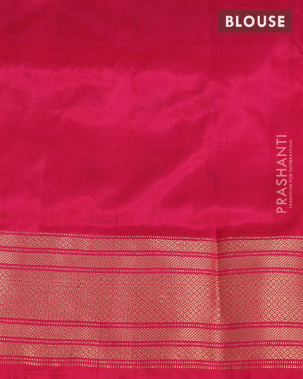 Pochampally silk saree cs blue and pink with allover ikat weaves and long ikat woven zari border - {{ collection.title }} by Prashanti Sarees