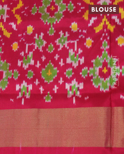 Pochampally silk saree cs blue and pink with plain body and ikat style zari woven border - {{ collection.title }} by Prashanti Sarees