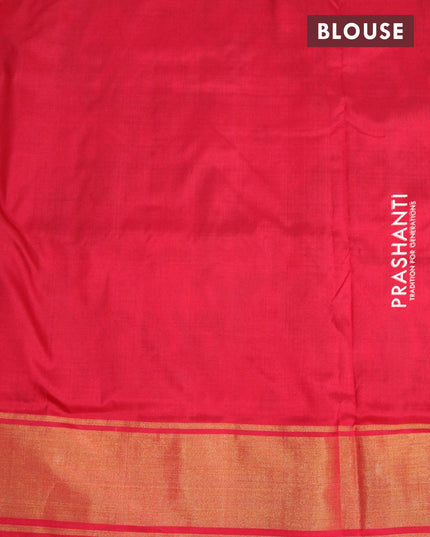 Pochampally silk saree cs blue and red with allover ikat weaves and zari woven border - {{ collection.title }} by Prashanti Sarees