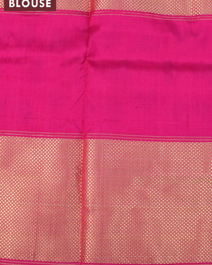 Pochampally silk saree dark blue and magenta pink with allover ikat prints and long zari woven border - {{ collection.title }} by Prashanti Sarees