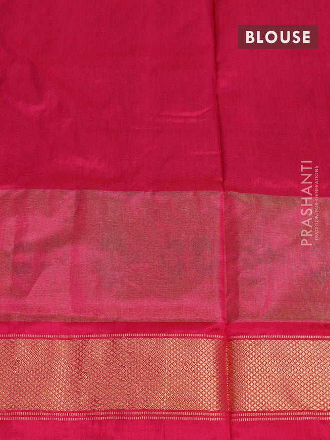 Pochampally silk saree dark navy blue and pink with allover ikat weaves and long ikat woven zari border - {{ collection.title }} by Prashanti Sarees