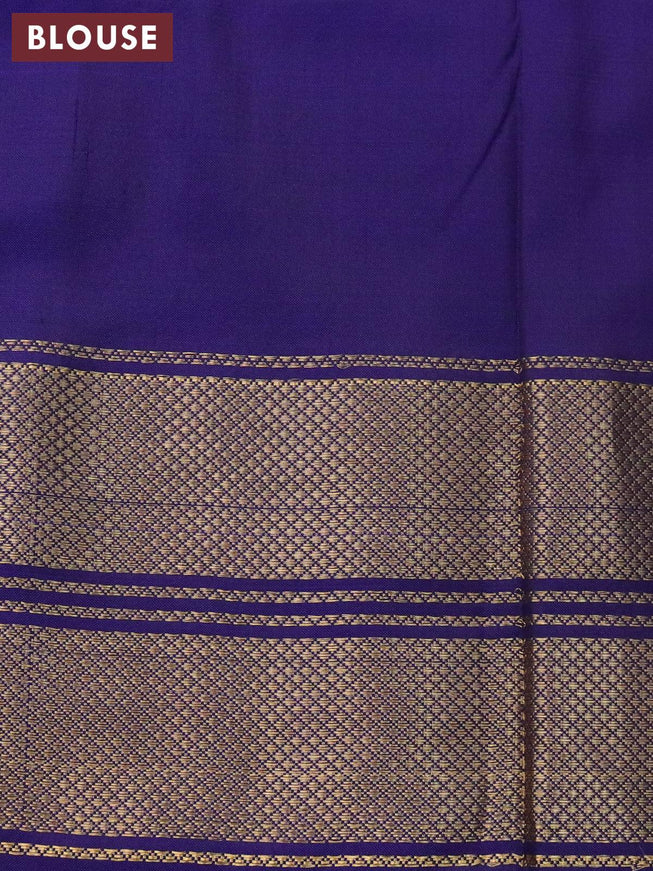 Pochampally silk saree dual shade off cs blue and blue with allover ikat weaves and long zari woven border - {{ collection.title }} by Prashanti Sarees