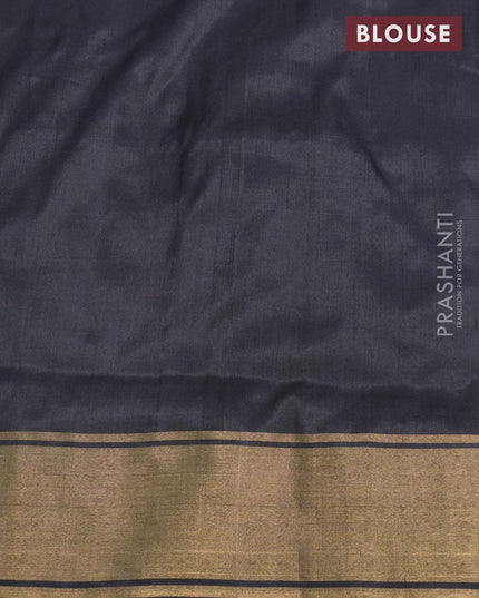 Pochampally silk saree elephant grey and black with allover ikat weaves and zari woven border - {{ collection.title }} by Prashanti Sarees