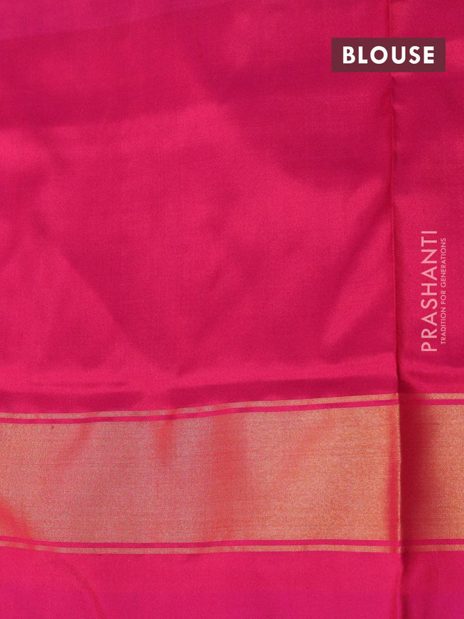Pochampally silk saree green and pink with allover ikat weaves and ikat style zari woven border - {{ collection.title }} by Prashanti Sarees