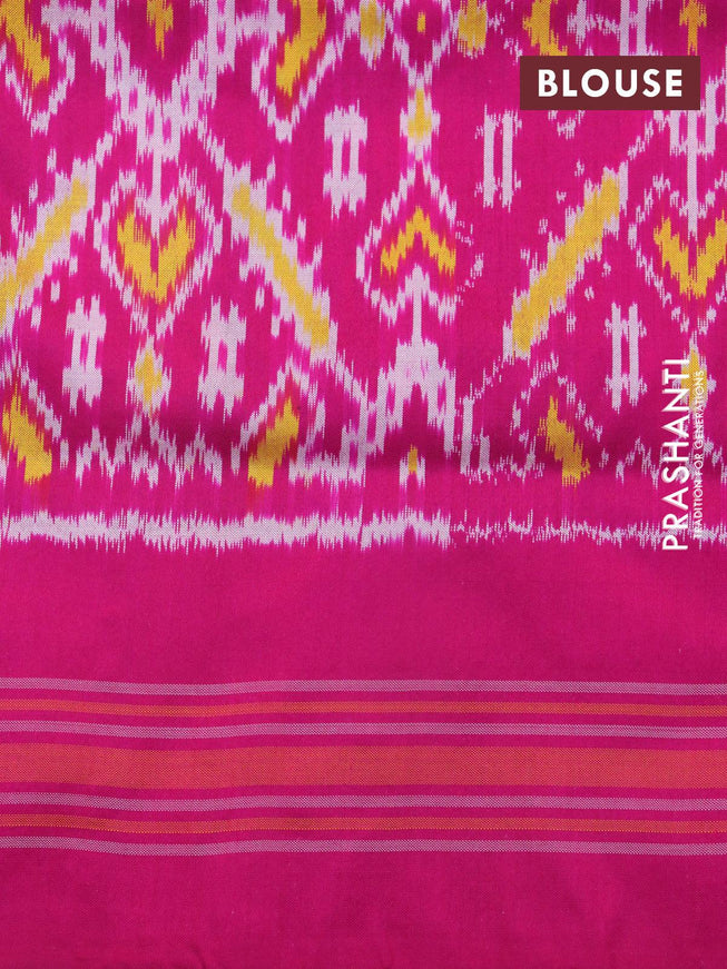 Pochampally silk saree green shade and pink with allover ikat weaves and simple border - {{ collection.title }} by Prashanti Sarees