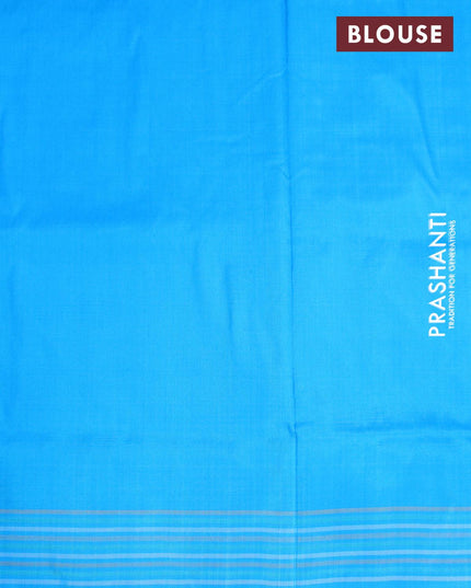 Pochampally silk saree grey and light blue with plain body and ikat woven simple border - {{ collection.title }} by Prashanti Sarees