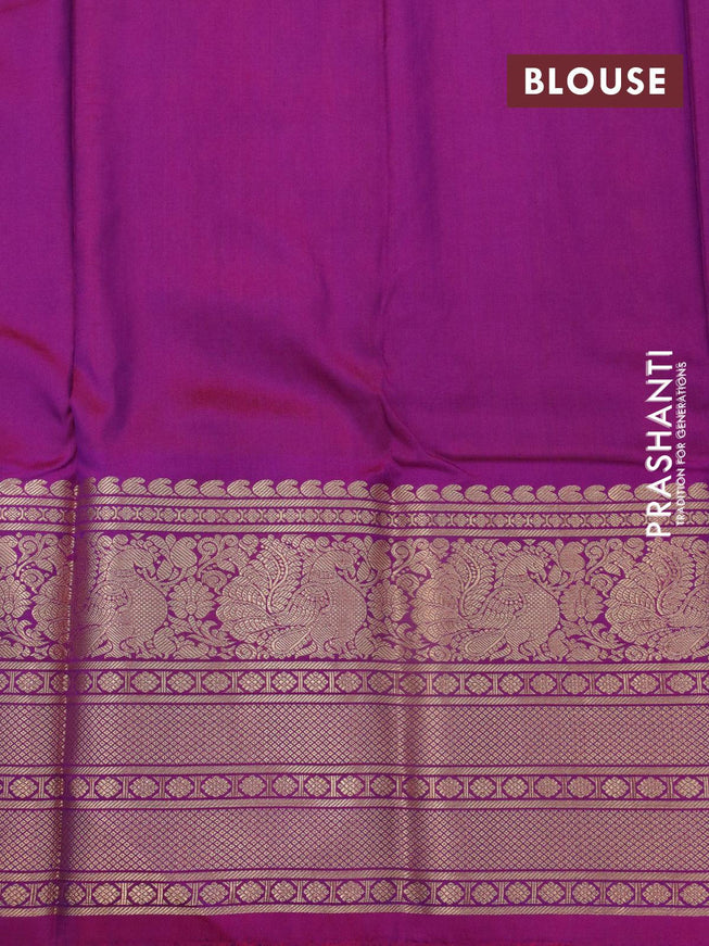 Pochampally silk saree pale yellow and purple with allover ikat weaves and long annam zari woven border - {{ collection.title }} by Prashanti Sarees