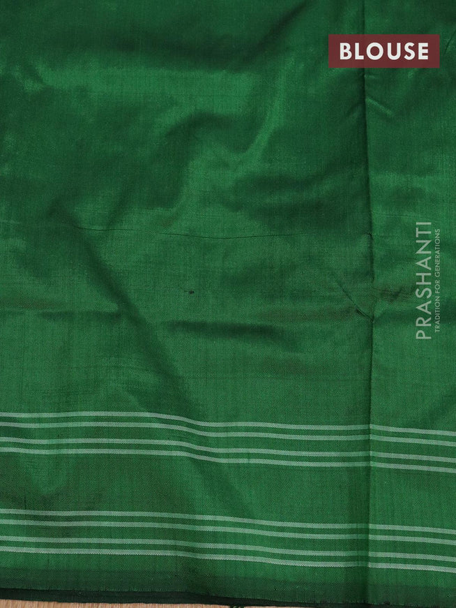 Pochampally silk saree pink green and green with allover ikat weaves and long ikat woven border - {{ collection.title }} by Prashanti Sarees