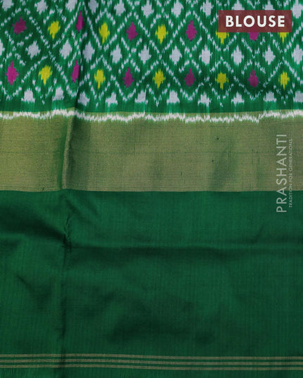 Pochampally silk saree red and green with allover ikat weaves and zari woven ikat style border - {{ collection.title }} by Prashanti Sarees