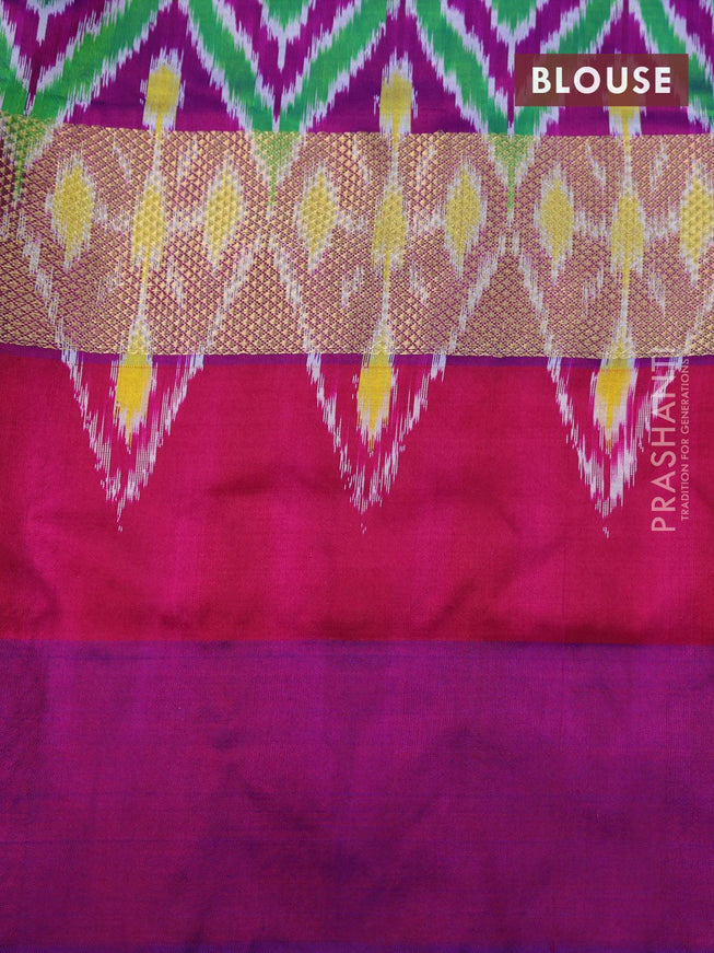 Pochampally silk saree wine shade with plain body and zari woven ganga jamuna border - {{ collection.title }} by Prashanti Sarees