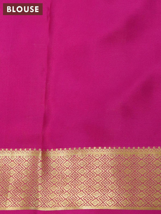 Printed crepe silk sraee blue and pink with allover kalamkari prints and zari woven border - {{ collection.title }} by Prashanti Sarees