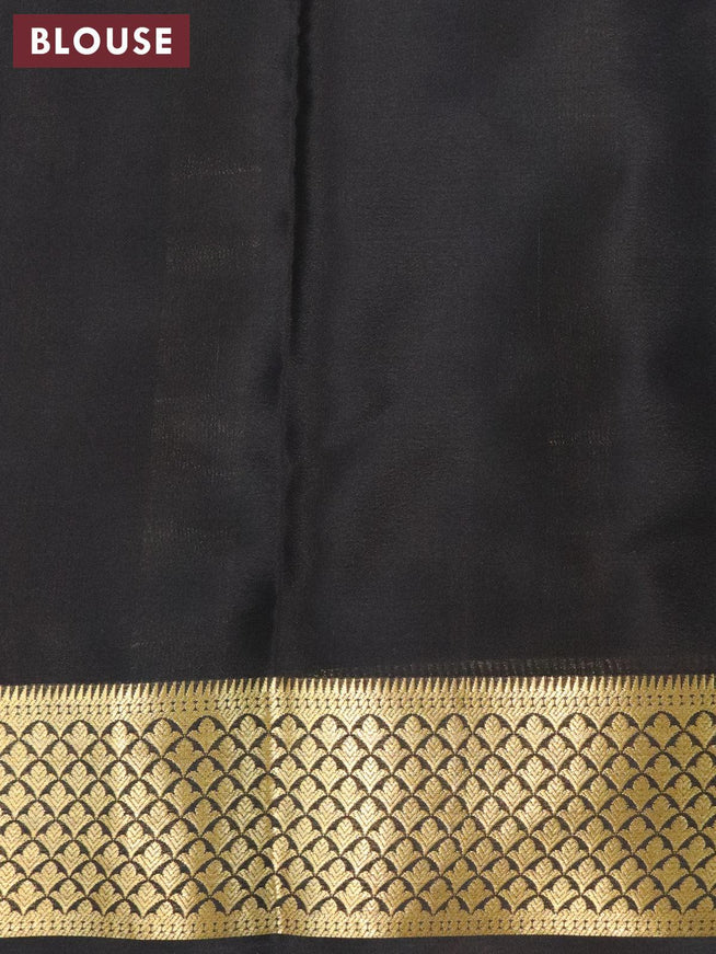 Printed crepe silk sraee grey and black with allover kalamkari prints and zari woven border - {{ collection.title }} by Prashanti Sarees